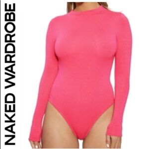 NAKED WARDROBE 🩷 'Back it up Butter' Bodysuit in Fuschia | pink | SMALL